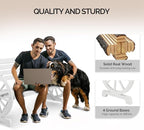 VINGLI Rustic Wooden Wheel Bench Outdoor Bench, Patio Bench Wagon Slatted Seat - Image 5