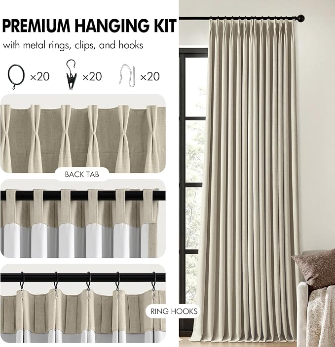 MIULEE Burlywood Birch Pinch Pleated 100% Blackout Curtains 40x102 Inches | - Image 8