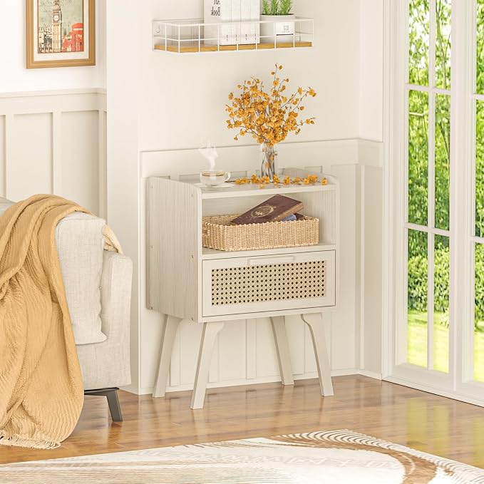 Lerliuo Rattan Nightstand, Side Table - Image 2
