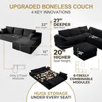Upgrade Boneless Couch with Storage, Extra Deep&High Seat Modular Sectional - Image 6