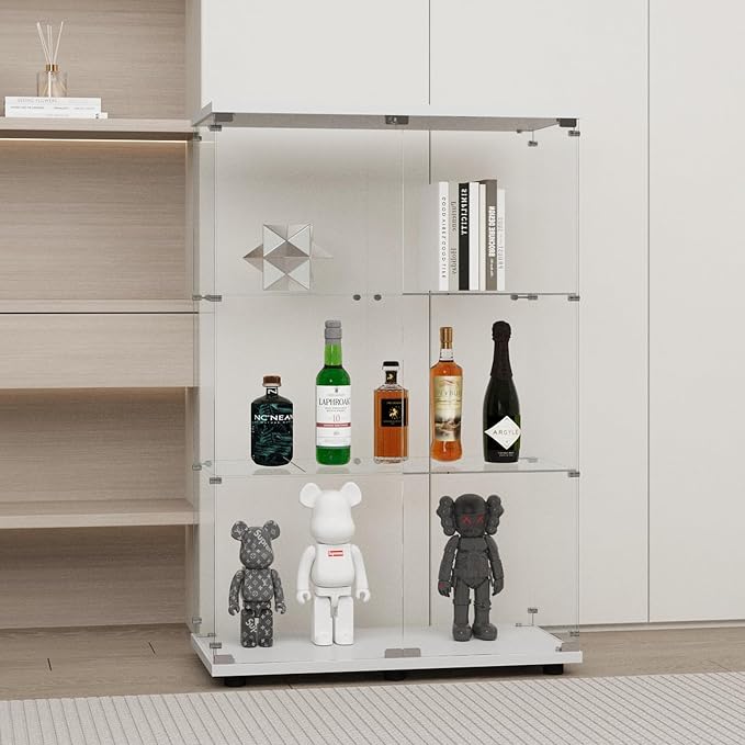 Display Cabinet with Glass Door and Lock, 3-Shelf Fast Installation Curio - Image 3