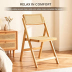 Furlide Rattan Folding Chair, Modern Mid Century Dining Chair Set of 1 - Image 7