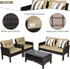 Tangkula 4 Piece Patio Furniture Set, Outdoor Wicker Conversation Set - Image 7
