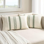 MIULEE Set of 2 Sage Green Boho Decorative Lumbar Pillow Covers 12x24 Inch | by MIULEE
