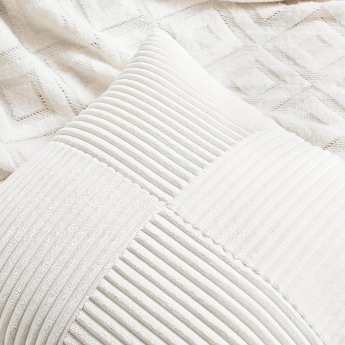 Fancy Homi 2 Packs Cream White Euro Decorative Throw Pillow Covers 28x28 Inch - Image 3