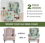 HAOYONG Wing Chair Slipcovers Stretch Wingback Chair Covers Printed 2 Pieces - Image 7
