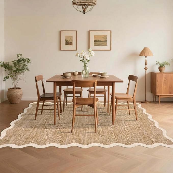 GarveeHome Scalloped Living Room Rug 5x7 Area Rug Washable Non Slip | Area Rug - Image 9