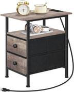 HOOBRO End Table with Charging Station, Narrow Side Table, Nightstand with 2 - Image 4