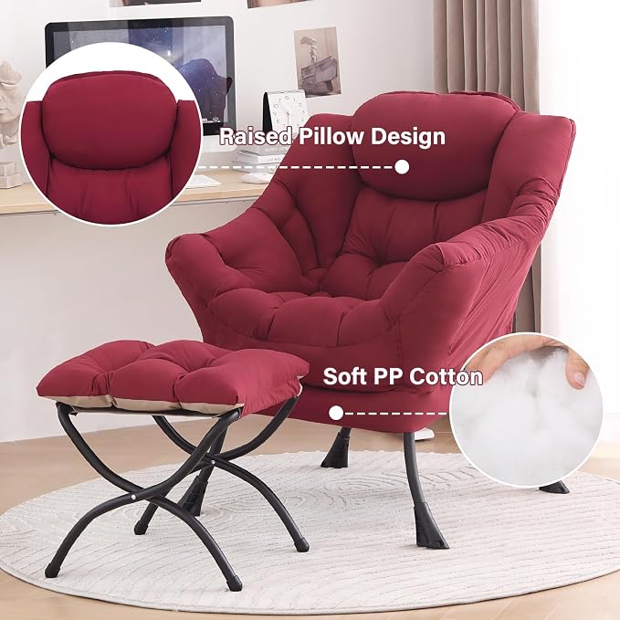 Tiita Lazy Chair with Ottoman, Comfy Leisure Sofa Armchair with Ottoman - Image 4