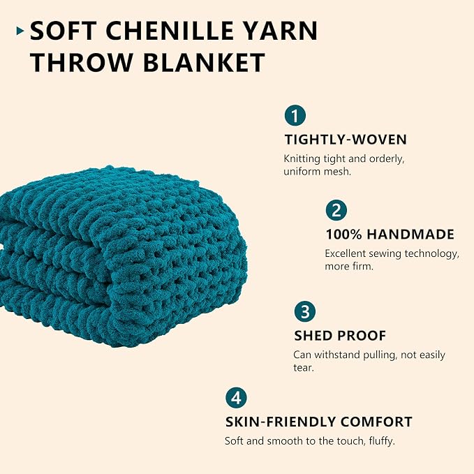 L'AGRATY Chunky Knit Throw Blanket - Image 2
