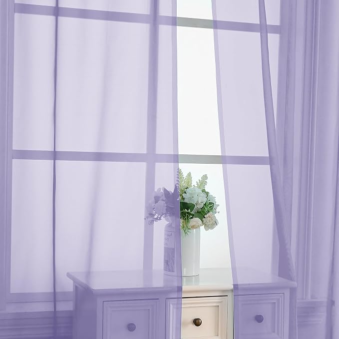 Lavender Sheer Curtains 96 Inches Long 2 Panels - Image 5