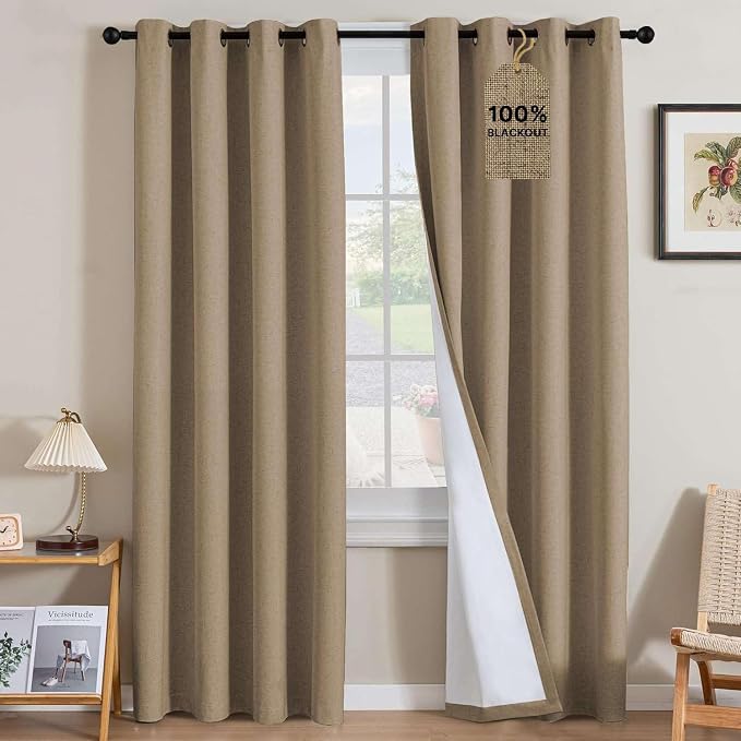 H.VERSAILTEX Linen Blend Curtains 100% Blackout Curtains by HVERSAILTEX