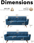 Tbfit Mid Century Modern Sofa Couch, Loveseat & Standard Sofa | linen fabric - Image 2
