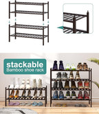 viewcare 2-Tier Shoe Rack for Entryway, Bamboo Shoe Rack for Closet, Free - Image 5
