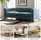 HULALA HOME 84" W Faux Leather Sofa, Mid Century Modern Couch - Image 7