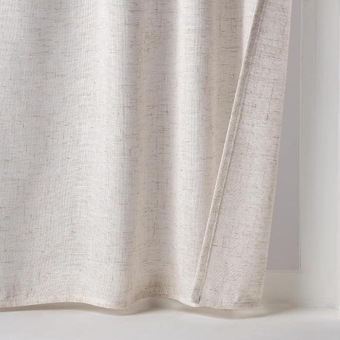 MIULEE Natural Linen White Kitchen Curtain 30 Inch Long 2 Panels Farmhouse | - Image 7
