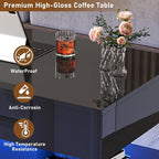 39.4" Large Lift Top Coffee Table, Modern High Glossy LED Coffee Tables - Image 8