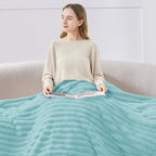 BEDELITE Ribbed Twin Blanket for Couch & Bed, Cloud Blue, Warm Yet Lightweight - Image 3