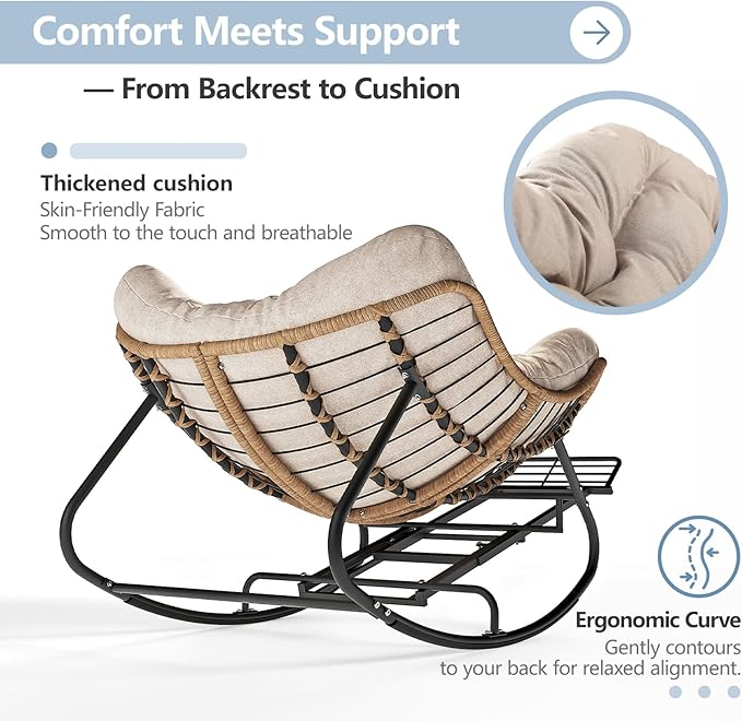 SWITTE Outdoor Papasan Rocking Chair - Image 6