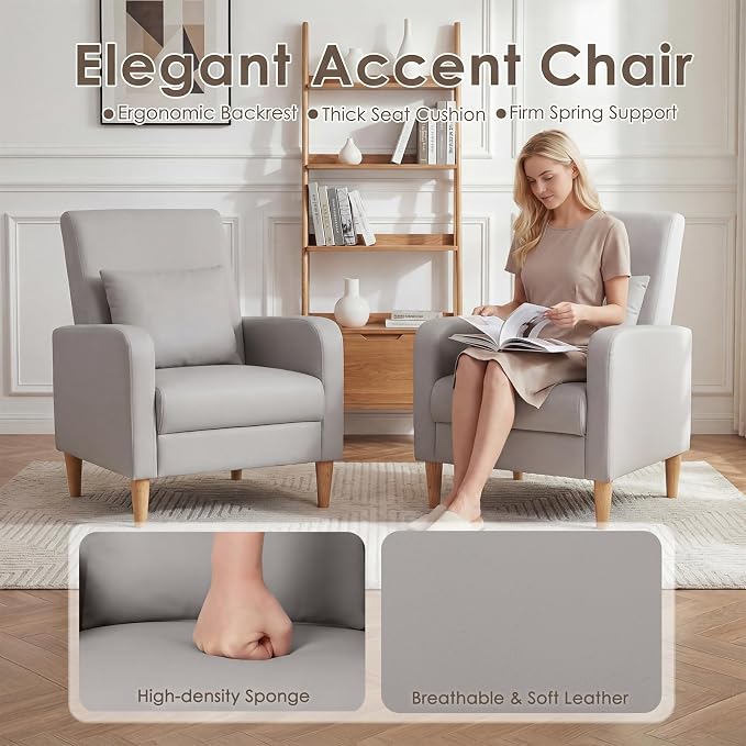 COLAMY Mid-Century Modern Upholstered Accent Chair - Image 3
