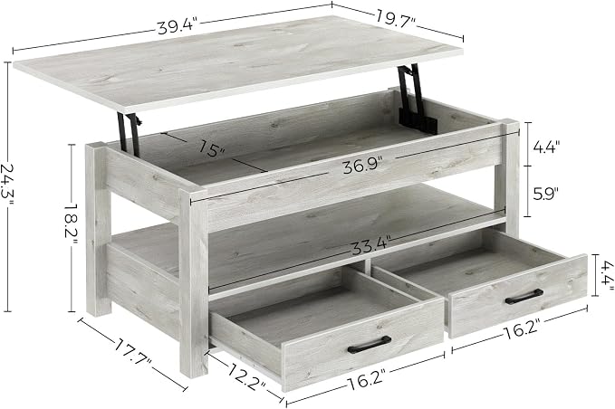 Rolanstar Coffee Table, Lift Top Coffee Table - Image 3