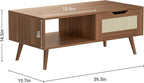 DIYART Brown Rattan Coffee Table, Mid Century Modern - Image 2