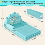 Dinosaur Kids Sofa Bed with Removable Washable Cover & Magic-Tape Backrest – - Image 3
