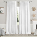 White Linen Curtains 84 Inch Length 2 Panels Set by Nanspring
