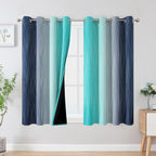 Navy Blue and Teal Gradient Blackout Curtains by ESTELARTEXTILER