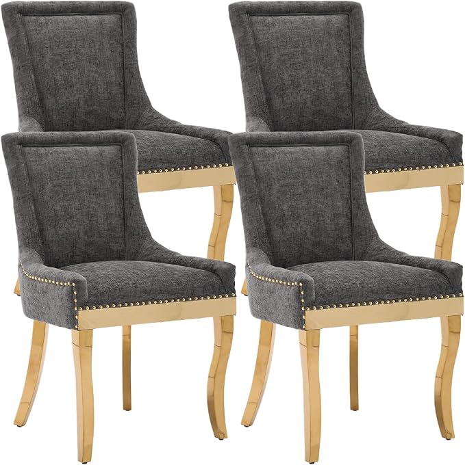 Upholstered Dining Chairs Set of 4, Modern Fabric Side Chairs by MZDOO