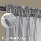 MIULEE Dark Grey Sheer Curtains 63 Inches Long 4 Panels 54 x 63 Inches | Light - Image 3