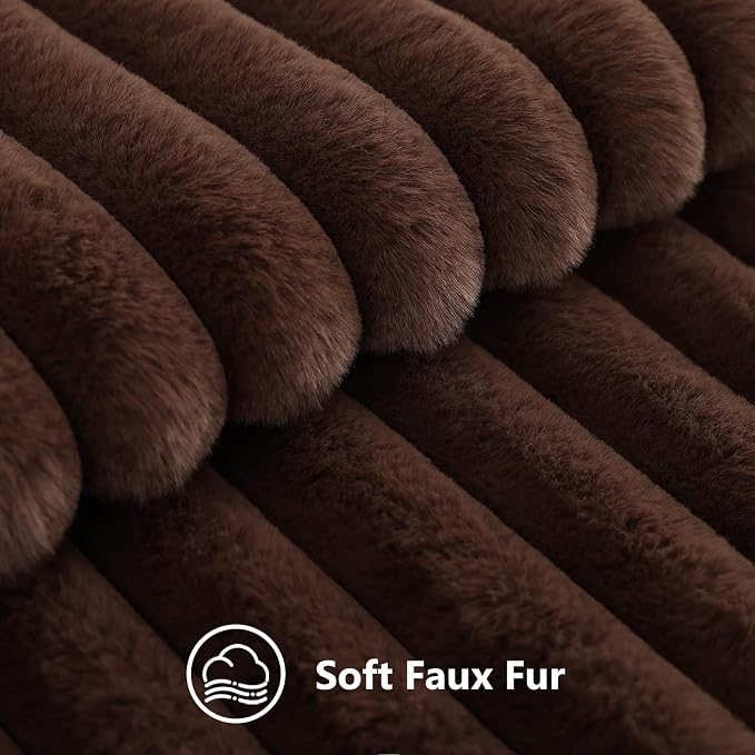 decorUhome Fall Faux Fur Throw Pillow Covers 22x22 Set of 2 Dark Brown | - Image 7
