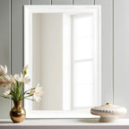 White Wood Mirror for Bathroom, Rectangle Rustic 24 x 36 inch Vanity Mirror for by WIOWUR