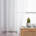Simplebrand Sheer White Curtains 96 Inches Long, Light Filtering Rod Pocket - Image 3