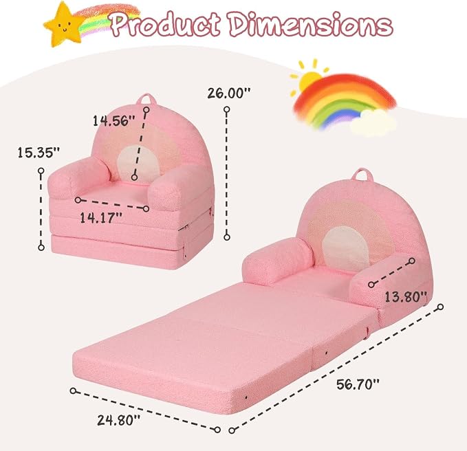 MOMCAYWEX Kids Sofa, Sherpa Couch - Image 2