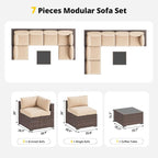Aoxun Patio Furniture Set with Umbrella, 8 Piece Outdoor Sectional Sofas - Image 6