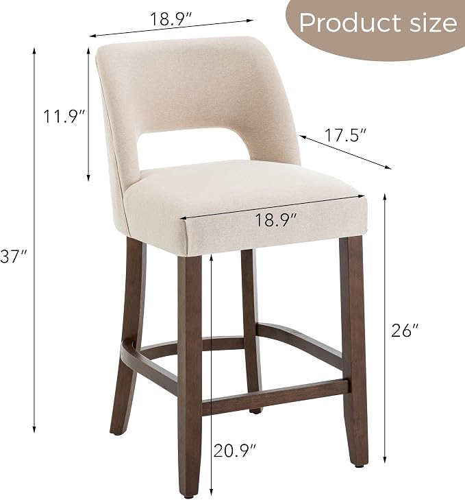 VKNOW Bar Stools Set of 4, Modern Counter Stools - Image 2