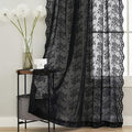 YJ YANJUN Vintage Lace Curtains 72 inch Length Goth Black Floral Sheer by YJYANJUN
