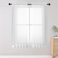 Sheer White Curtains, Sheer Curtains 63 inch Length 2 Panels Set, Rod Pocket by OWENIE