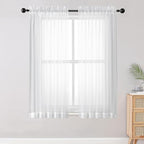 Sheer White Curtains, Sheer Curtains 63 inch Length 2 Panels Set, Rod Pocket by OWENIE