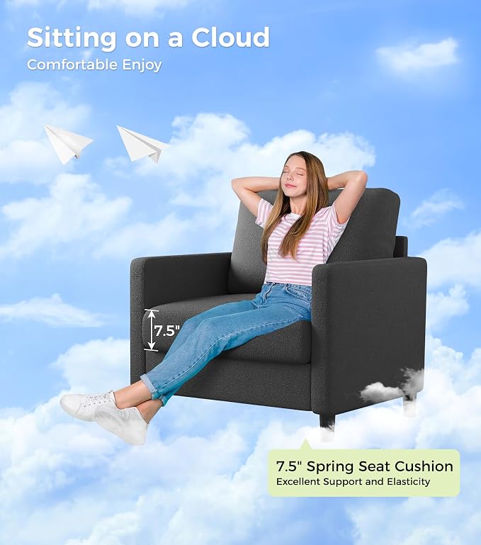 Welzona Sofa Accent Chair, Tool-Free Setup Living Room Accent Chairs, Comfy Arm - Image 5