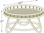 FINECASA Round Rattan Coffee Table, Modern Unique Farmhouse Tray Top Center - Image 2