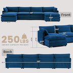 148'' Sectional Modular Cloud Couch, Oversized U Shaped 4 Seat Sofa - Image 2