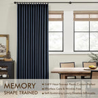 MIULEE Navy Blue Pinch Pleated 100% Blackout Linen Curtains 40x102 Inches | - Image 3