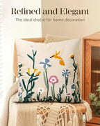 Embroidered Throw Pillow Cover 18x18 Inch, Flower Bird | Decorative Pillow Cover - Image 5