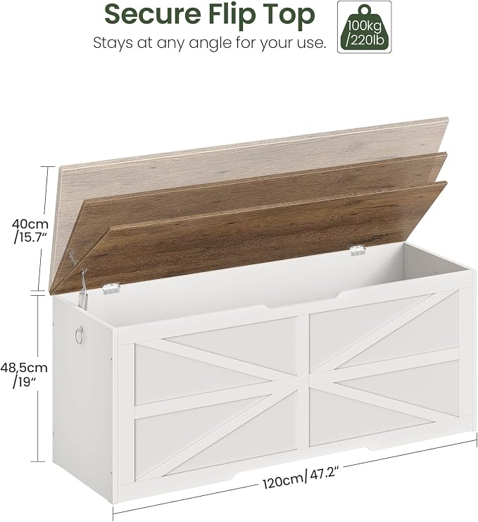 CHOEZON Storage Chest, 47.2" Wooden Storage Trunk, Modern Storage Bench - Image 3