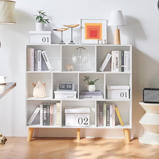 LEYAOYAO 10 Cube Bookshelf, 3 Tier Modern Wide Bookcase - Image 6