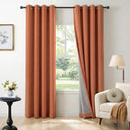 100% Blackout Linen Textured Curtains 72 Inch Long, Light Blocking, Thermal by 100BlackoutShield