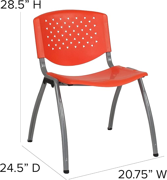 Flash Furniture HERCULES -5 Pack 880 lb. Capacity Orange Plastic Stack Chair | - Image 3