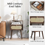 Nightstand Set of 2, Rattan Night Stands - Image 5